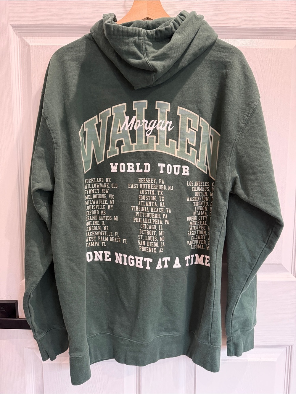 Wallen One Night At A Time Tour Forest Green Hoodie - Picture 3 of 3